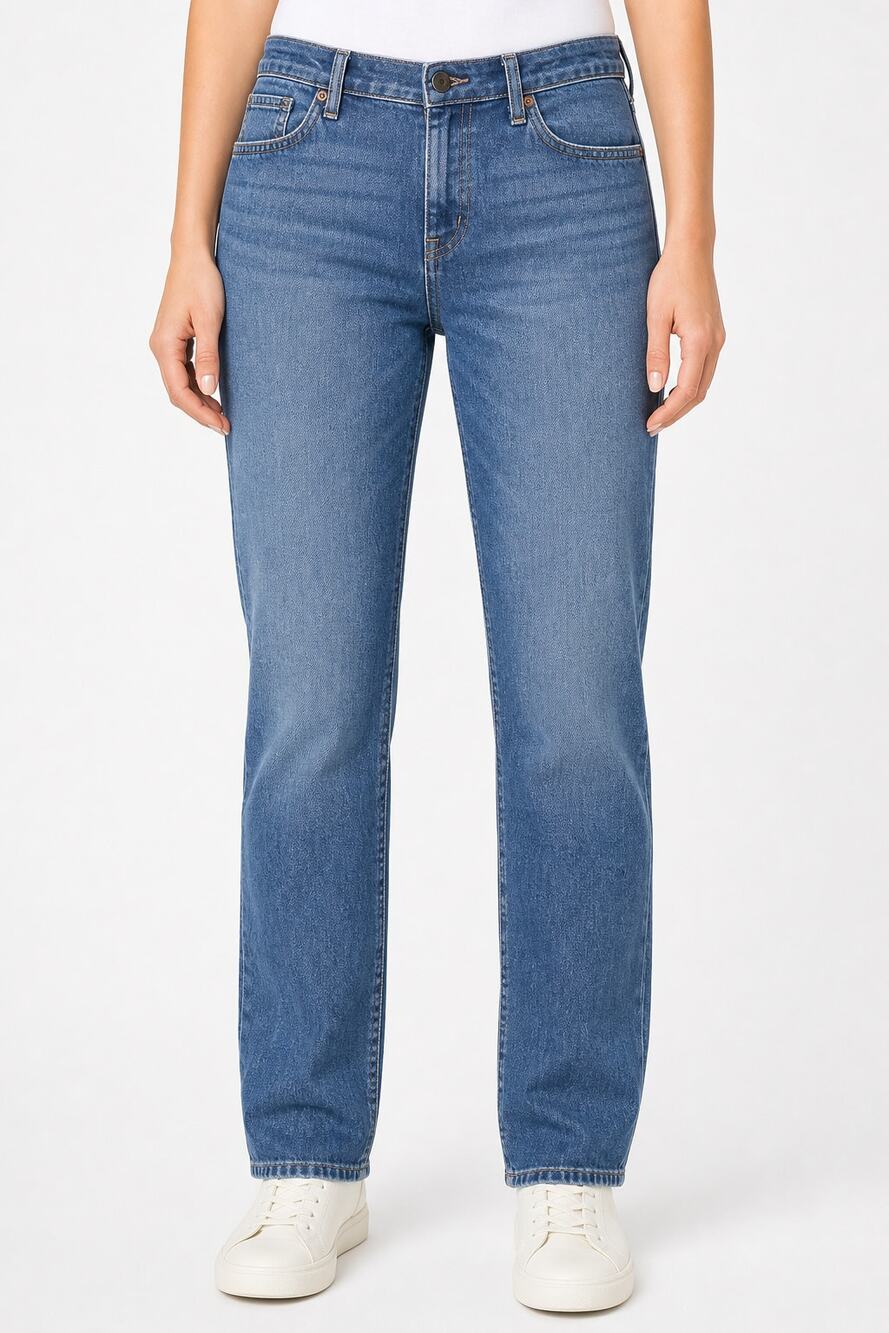 L.L. Bean Women Favorite Fit Straight Leg Medium Wash Cotton Jeans Size 18 REG
